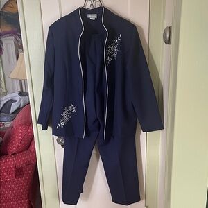 Women's Navy Embroidered Suit Set
